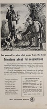 1956 Print Ad Bell Telephone System Pheasant,Hunters & Hunting Dog in Field