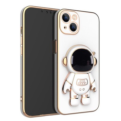   3D Astronaut Handy Hülle iPhone 13/12/11 Schutzhülle Electroplating Ständer