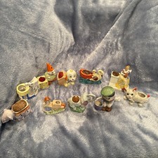 Vintage Lot of 10 Porcelain Japanese Pin Cushions Hand Painted