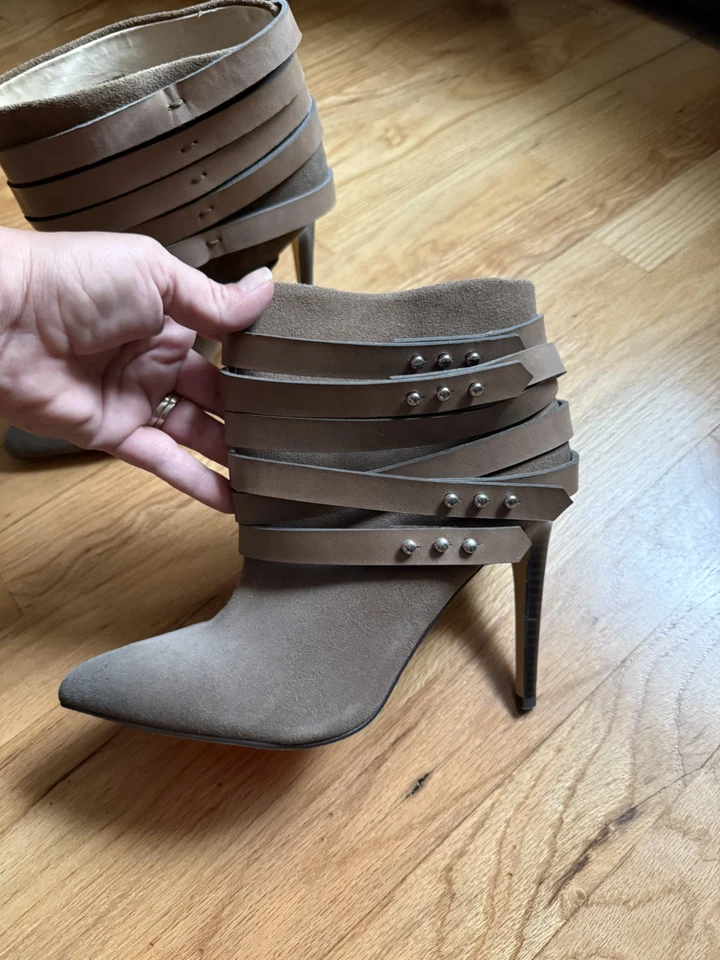 Joe's Jeans Para Mujer Hebilla Mareada Pump Botas de Cuero Botines 9 Correas Oliva Foto 2 de 4