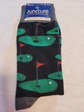 Juncture Golf Course Novelty Crew Socks Men's Shoe Size 6-12 NWT