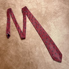 Vintage 80s Giuo Pompeii Abstract Paisley Silk Neck Tie Red Blue Formal Party