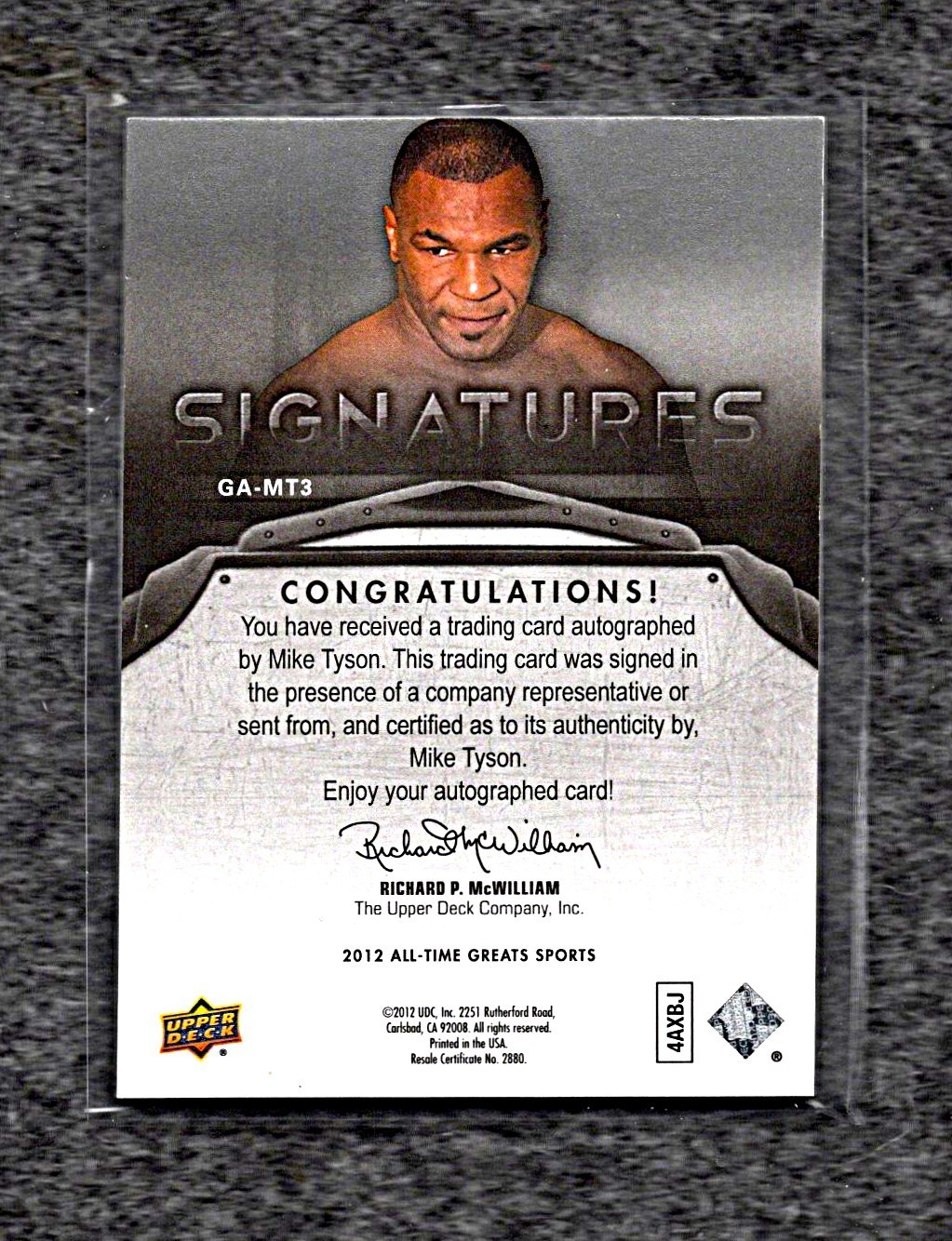 2012 Mike Tyson Gold Autograph Upper Deck /15 -RARE view 2