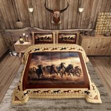 Horse Comforter Set King Size Galloping Horse Comforter for Boys Teens Wester...