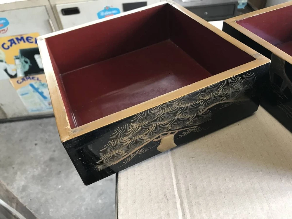 Jubako Bento Box Japanese Old heavy lacquered 5 tiers