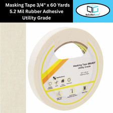 Masking Tape 3/4" x 60 Yards Ivory 5.2 Mil Rubber Adhesive Residue Free 48 Rolls