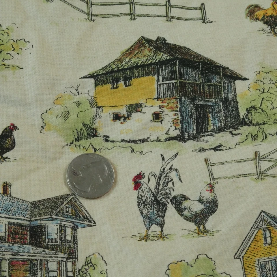 67" Fabric Traditions Cotton Fabric Farm Chickens Cottagecore Novelty Toile - Image 4 of 4