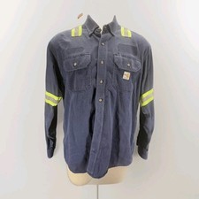 Carhartt Flame Resistant FR Hi Vis Reflective Work Shirt High Visibility Large