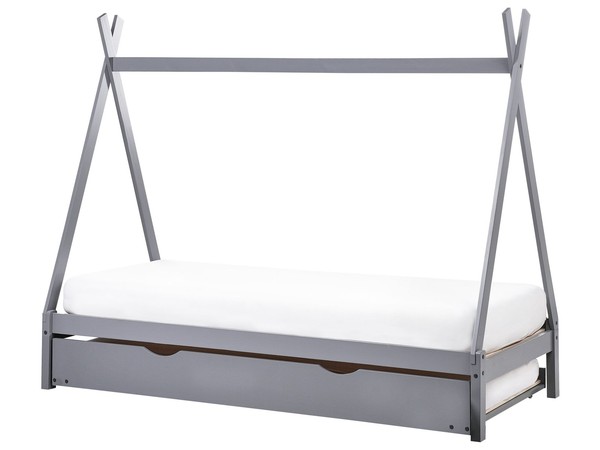 Kinderbett Kiefer Holz Einzelbett 90 X 200 Cm Mit Lattenrost Grau Talmontiers-image