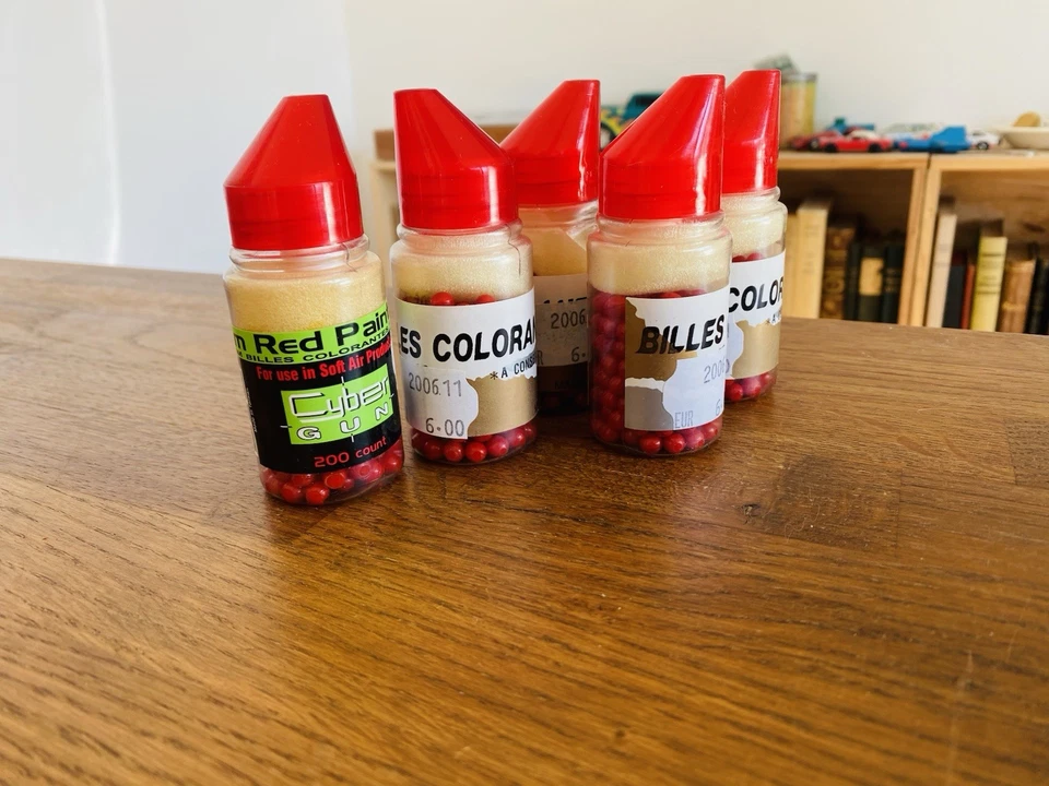 Billes Colorantes Lot x5 Rouge Airsoft 6mm - Photo 1/4