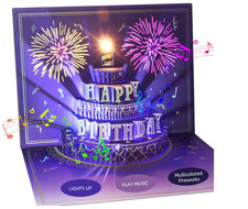 Happy Birthday Cards Fireworks, Lights, Music and Sound Fireworks Cake 3D Pop up