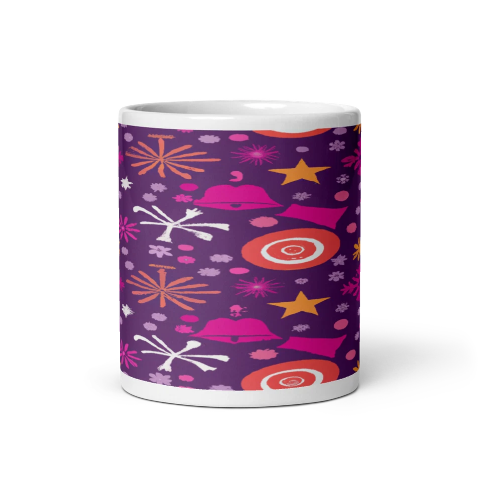 Taza geométrica festiva copo de nieve fuegos artificiales campanas de Navidad Foto 3 de 3