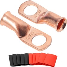 4 Gauge Copper lugs 10PCS 4 AWG-3/8 Ring Terminals Heavy Duty Wire Lugs,Batte...
