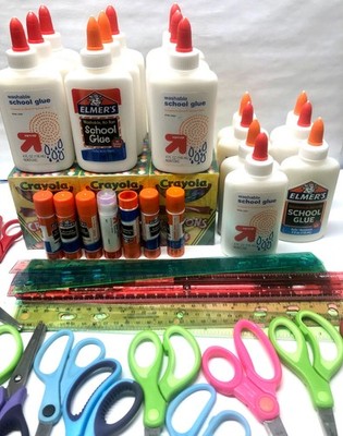 Mixed Lots Of School Supplies - Crayons, Markers, Erasers, Scissors - New & Used