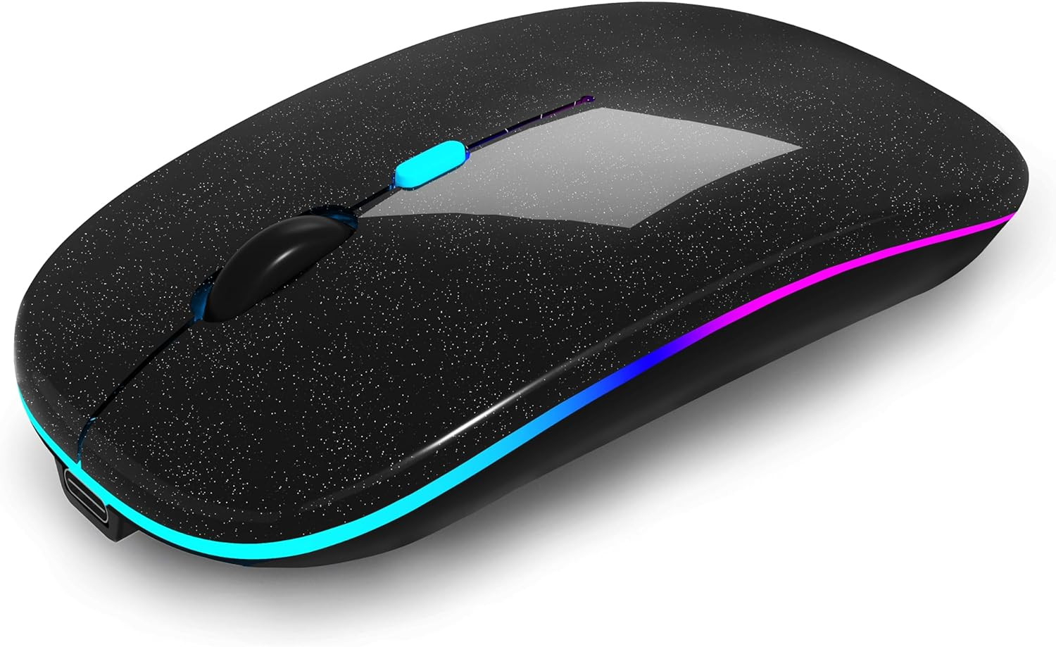 Wireless Rechargeable Bluetooth Mouse with LED for Laptop in Pearl Black