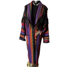 Vtg Pioneer Wear Southwestern Aztec Wool Blend Long Jacket Coat Size M USA Color
