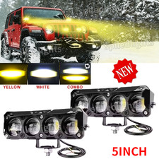 2X 5" 200W LED Work Light Bar White/Yellow Fog Pods Driving OffRoad SUV UTV 4WD