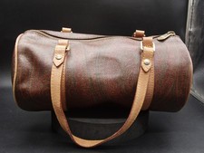 Authentic Etro Milano Brown Red Green Paisley Duffle Handbag Zip Leather Handles
