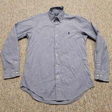 Ralph Lauren Shirt Mens 15 / 32 Blue Check Custom Fit Button Down Long Sleeve