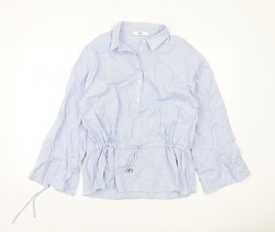 Find Damen Tunika Bluse blau gestreift Baumwolle M Kragen Langarm