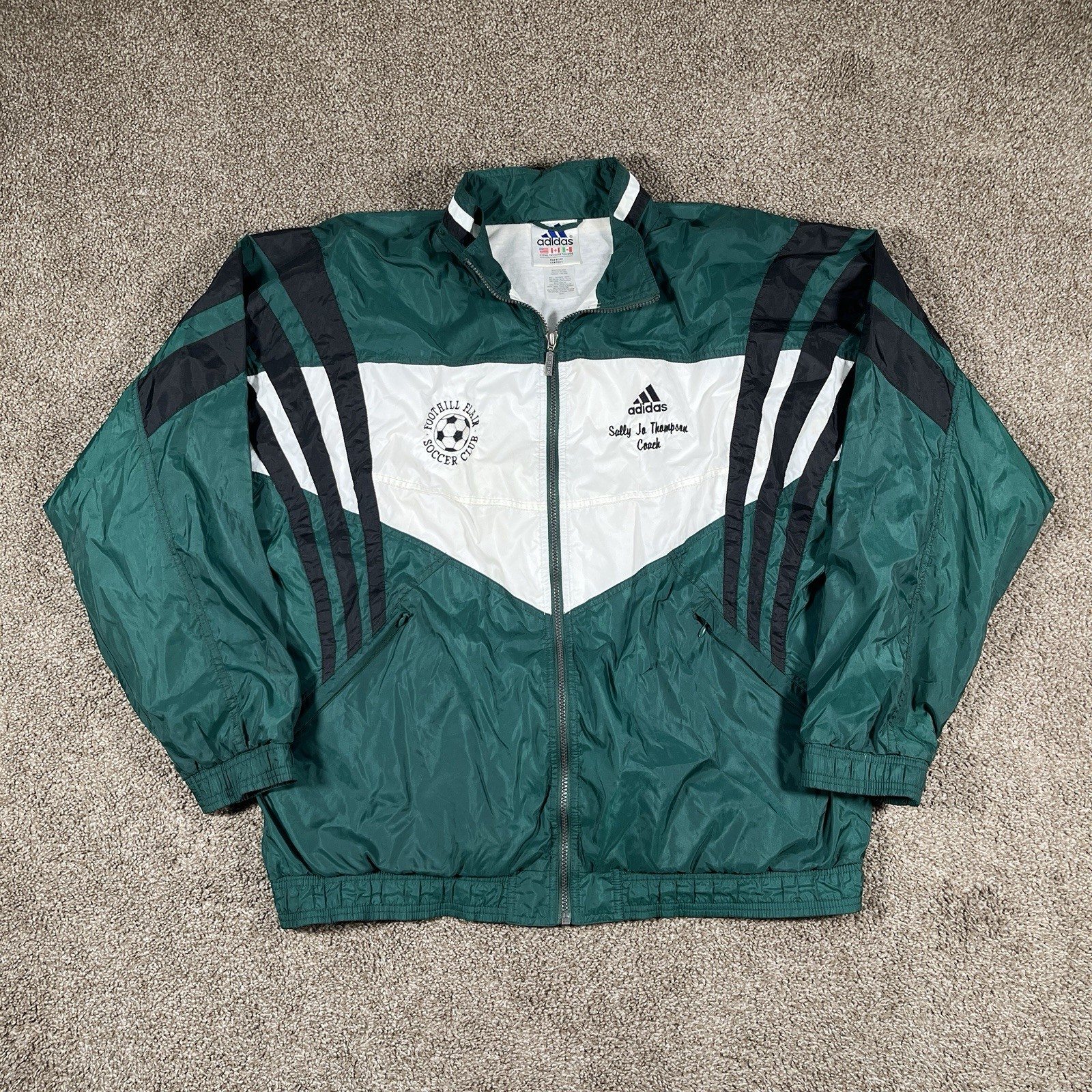 1990s Vintage Original ADIDAS Oversized Windbreaker Track Jacket 3 Stripe XL y2k