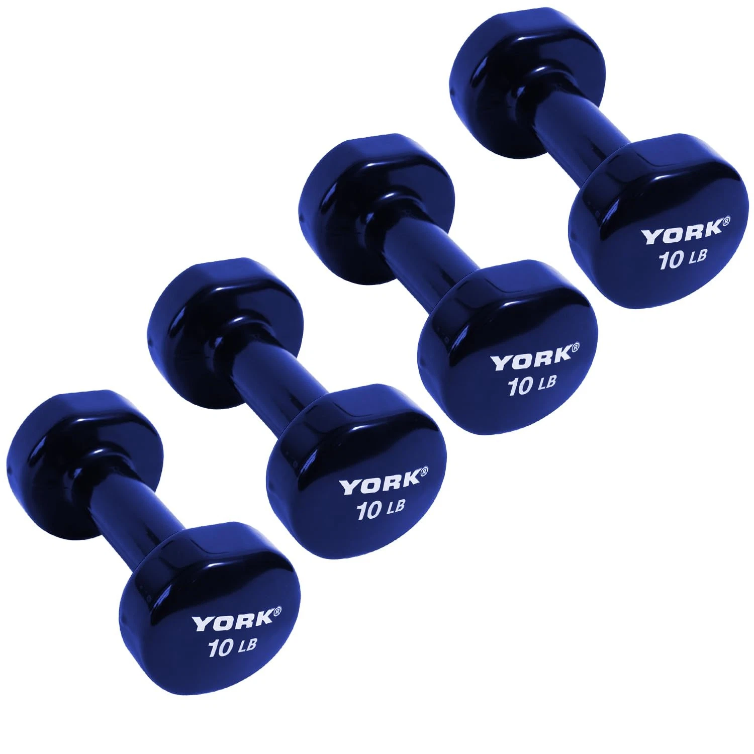 York Barbell Vinyl Coated Fitbell Dumbbell10LB Pack4 Durable Anti-Roll Anti-Slip