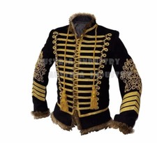 Men's Hussar Velvet Jacket Napoleonic Military Tunic Pelisse Jimi Hendrix Jacket