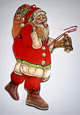 Vintage Wood Santa Claus Pull String Christmas Toys Ornament Arm Leg Move