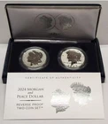 2024 S Reverse Proof $1 Morgan and Peace American Silver Dollar 2pc Set Box OGP;