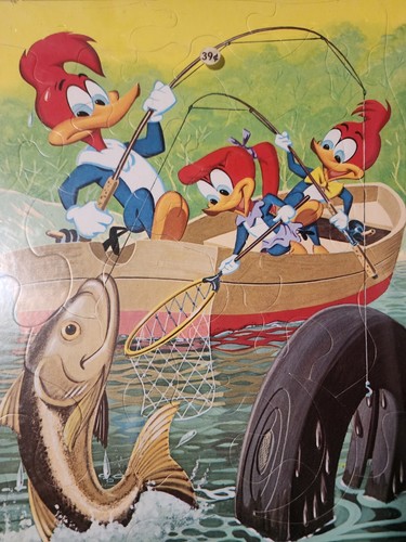 Vintage 1971 Woody Woodpecker Picture Tray Puzzle Whitman New Sealed Fishing - Picture 2 of 4