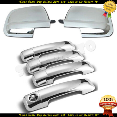 Fit 2007-2020 Toyota Tundra Chrome Full Mirror + CREW Cab Handle Cover Overlay