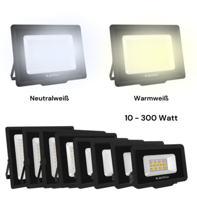 LED Fluter für Außenbereich Außenstrahler 10-300W mit und ohne Bewegungsmelder