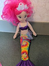 Aurora Plush Sea Sparkle Mermaid Pink Purple Curly Hair Stuffed Doll 21"