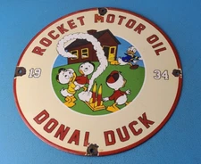 VINTAGE ROCKET GASOLINE PORCELAIN DONALD DUCK GAS SERVICE STATION PUMP SIGN