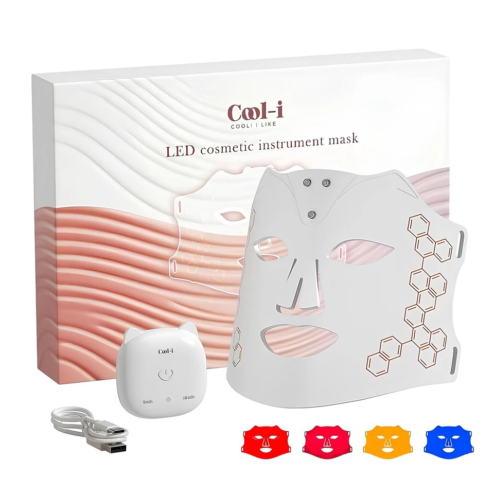 Cool-i® LED-Gesichtsmaske,kabellos,4 Farben,Infrarot,10-Min-Timer,FDA/HSA