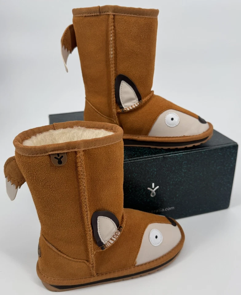 Новый с ярлыками EMU Австралии ребенка замшевые Fox ботинки K12074 оранжевый размер США K10 шерсти ребенка ясельного возраста молодежи - Изображение 3 из 4