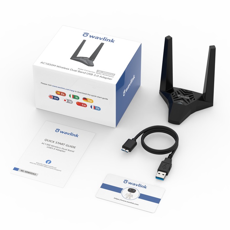 WiFi 5 AX1300 Wireless USB WiFi Adapter 2.4G/5G USB 3.0 Dongles for PC Desktop