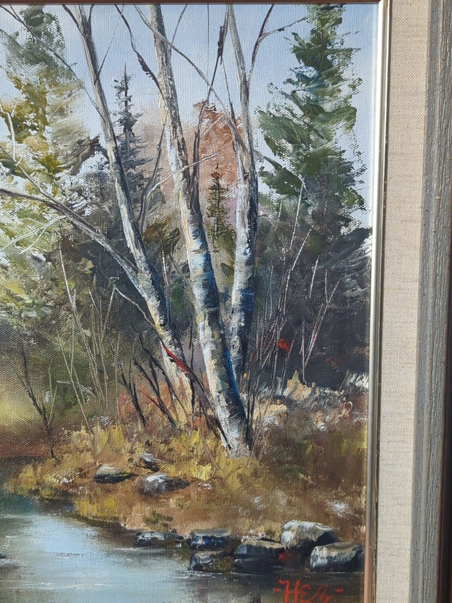 Scenic Oil Painting Signed Hez 15.5 Scenic Oil Painting Signed Hez 15.5