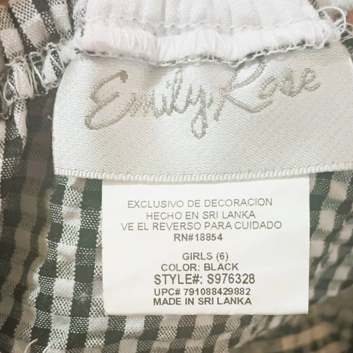 Emily Rose Gingham Halter Dress 6 Black Seersucker Embroidered Bee Ric Rac Trim - Picture 9 of 11