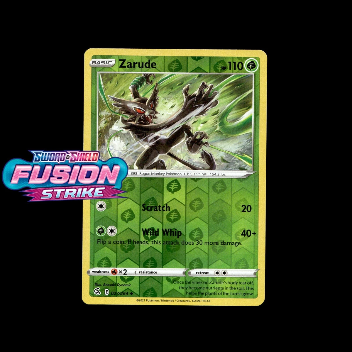 109 108 pokemon card Pokemon TCG - Zarude V Vivid Voltage Full Art Holo Card 022/185