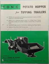 Original Tong's Potato Hopper For Tipping Trailer Single Sheet Leaflet, c 1960's