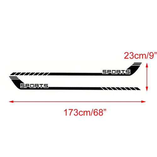 2pcs 68" Black SPORTS Hockey Racing Stripe Side Body Skirt Vinyl Decal Stickers - Bild 2 von 6