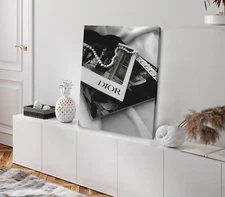 Fashion Magazines B&W Photograph Stretched Canvas 40x50cm Print
