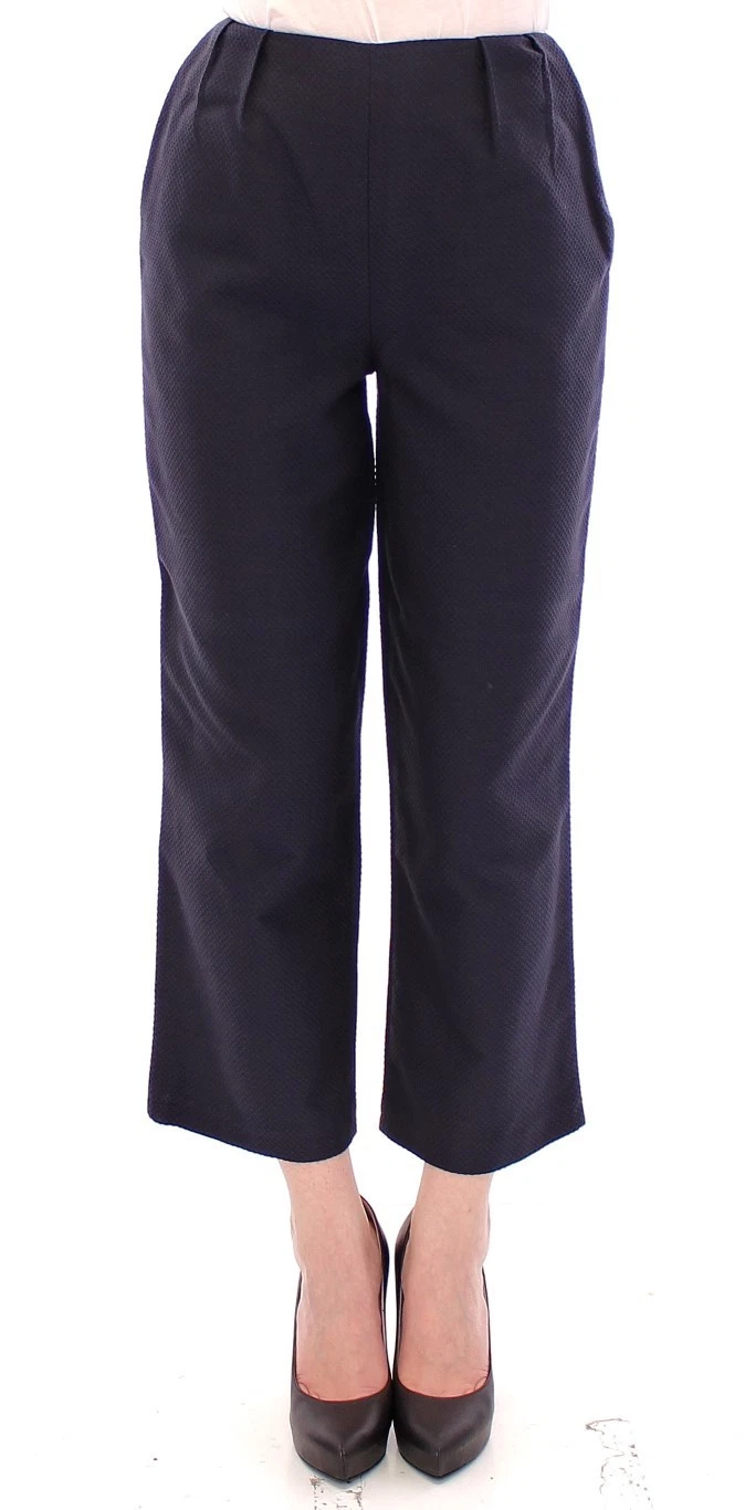 Andrea Incontri Pants Blue Cropped Cotton Pantalones IT40/ US6/ EU36/ S RRP $500