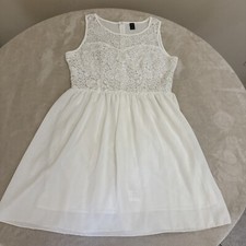 SHEIN Woman White STRETCH Fit & Flare Dress Size LARGE NEW!