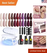 Portable Nail Art Kit: 19 Pcs Gel Polish & UV Light for Creative Home Styling