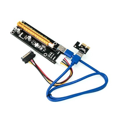 Mining Powered Riser Card PCIE Graphics Extension PCI-E 1X to 16X Adapter USB3.0