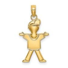 14K Yellow Gold Polished Full Body Boy Pendant
