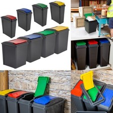 [Set of 4] Plastic Recycle Bin 25L & 50L Kitchen Garden Rubbish Waste Dustbin UK