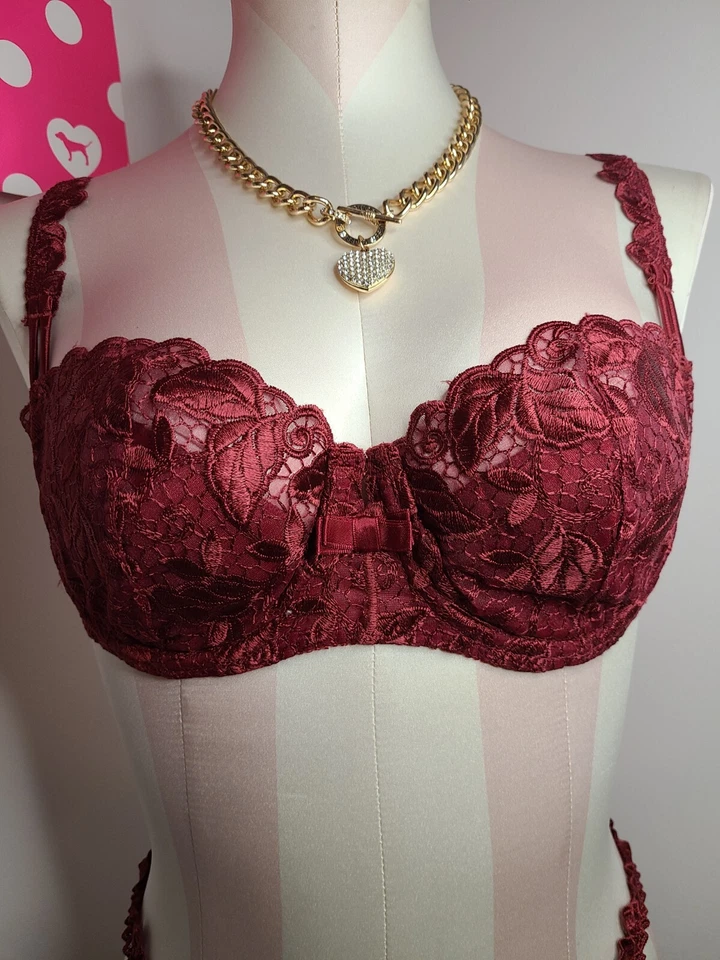 New Vtg Victoria's Secret Second Skin Embroidery Bra/ Panty Set 34C/sm - Image 3 of 4